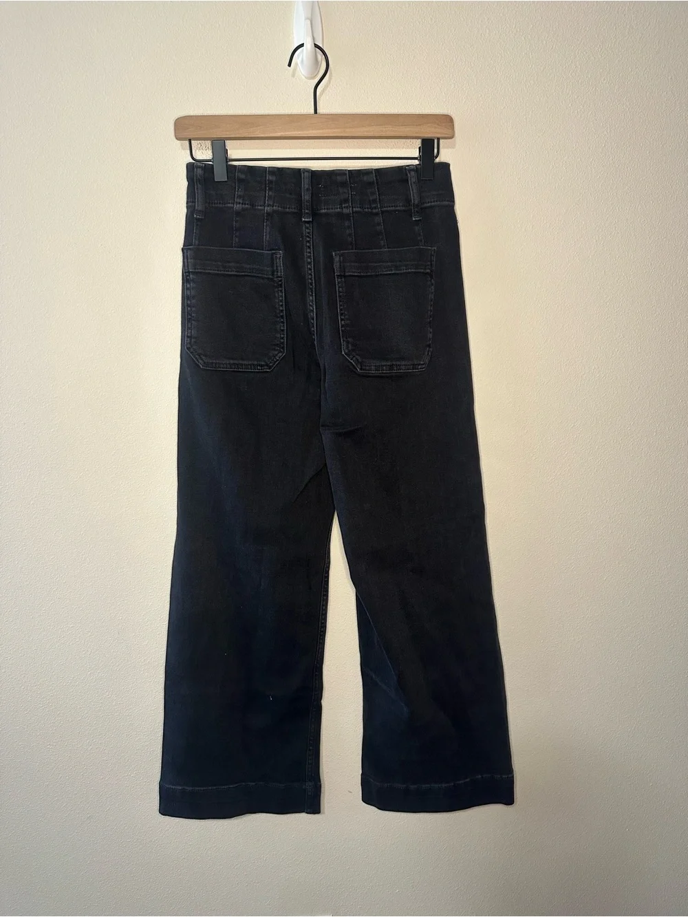 Anthropologie Pilcro the skipper high rise wide leg crop jeans black wash sz 26 - Picture 7 of 7
